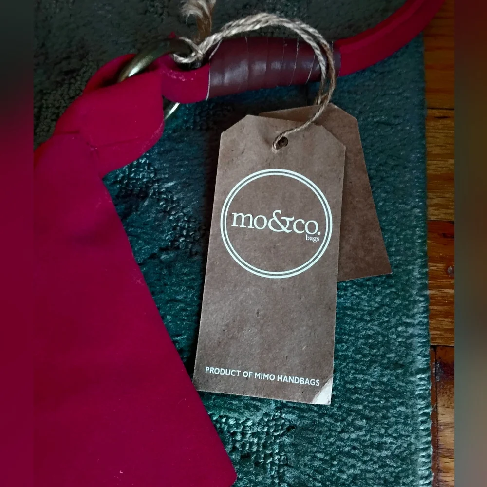 Mo&Co Red Tiered Suede Ruffle Shoulder Bag - Picture 3 of 7